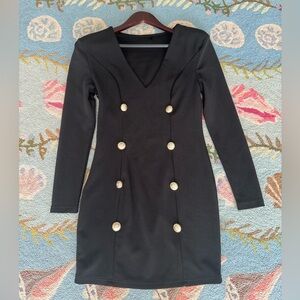 Tux mini dress with golden buttons and seamless zipper on the side size M